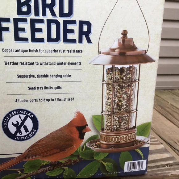 NEW Copper Finish Bird Feeder, Holds Up to 2 LBS - Picture 7 of 9